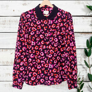 Kate Spade Silk Leopard Print Blouse Size 10